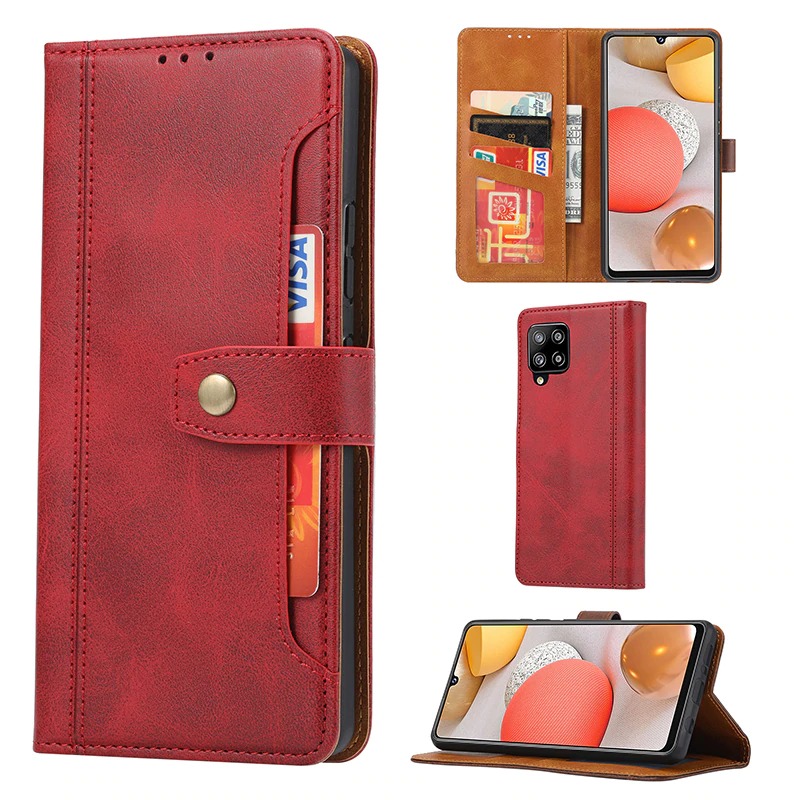 เคส Samsung Galaxy A42 5G #เคสฝาพับหนัง PU สไตล์กระเป๋าสตางค์พร้อมช่องใส่การ์ด Multi-Card Slots Wallet Casing PU Leather Case Magnetic Buckle Book Flip Cover