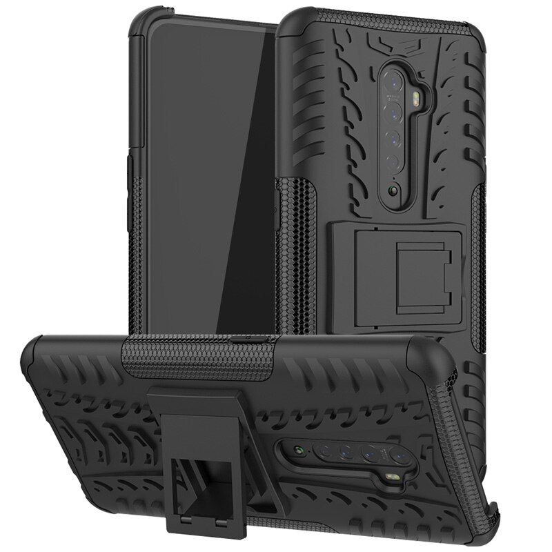 เคส OPPO Reno 2 #เคสฝาหลังกันลื่น Cool Tyre Pattern Kickstand (PC + TPU)