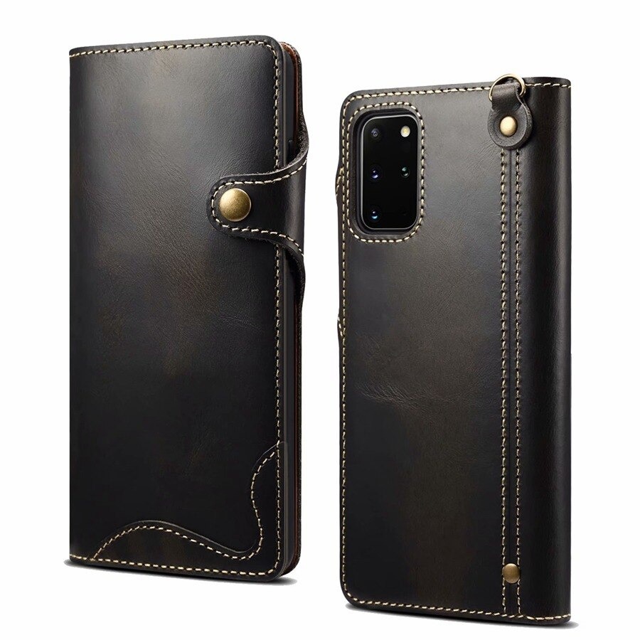 เคส Samsung Galaxy Note 20 / Note 20 5G #เคสฝาพับหนังแท้พร้อมสายคล้อง Genuine Wallet Leather Phone Cover with Lanyard