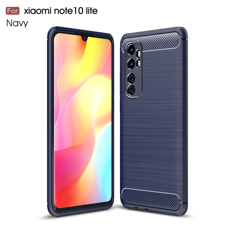 Case Xiaomi Mi Note 10 Lite #เคสฝาหลังตกแต่งคาร์บอนไฟเบอร์ ผิวขัดแปรง Brushered TPU Back Case