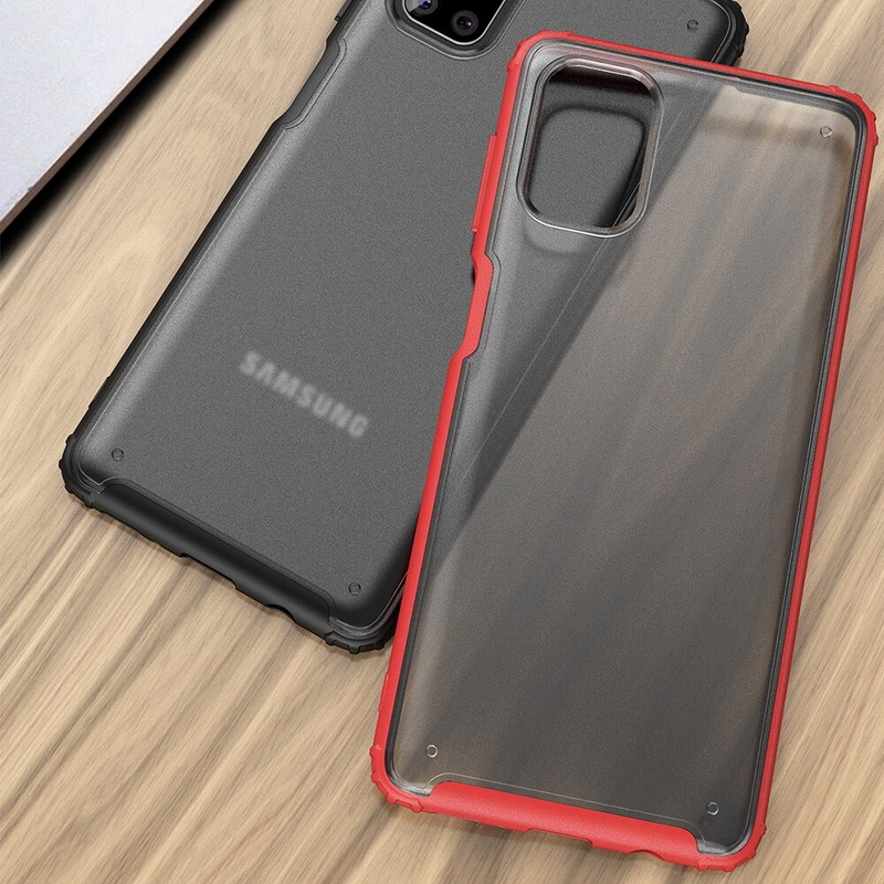 เคส Samsung Galaxy M51 #เคสฝาหลังโปร่งแสงสีขุ่นขอบทึบ +TPU Hybrid Case