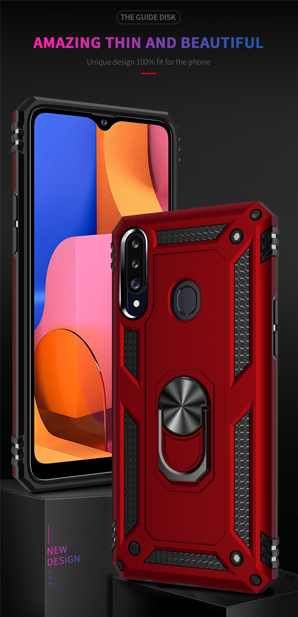 เคส Samsung galaxy A20s #เคสฝาหลัง Hybrid TPU+PC มีแหวนสวมนิ้ว