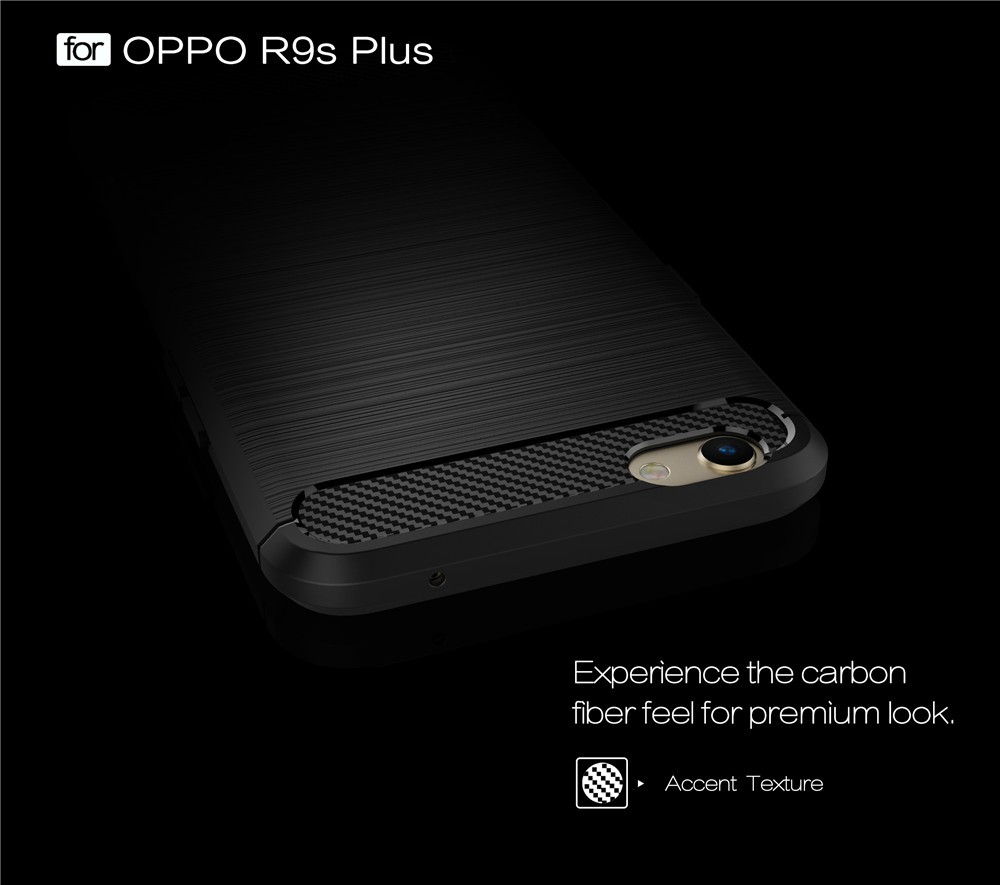 เคส Oppo R9s Plus #เคสฝาหลัง TPU ตกแต่งด้วยคาร์บอนไฟเบอร์ พร้อมส่ง-สีน้ำเงิน