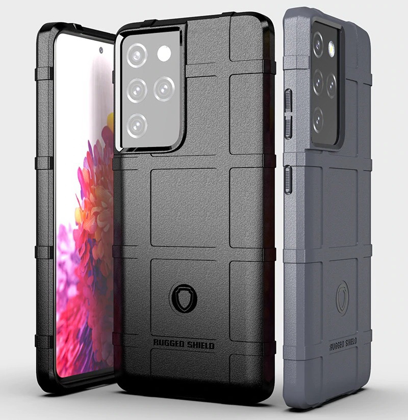 เคส Samsung Galaxy S21 Ultra 5G #เคสฝาหลัง Rugged Shield Series Soft Silicone Shock Absorption Matte กันกระแทก