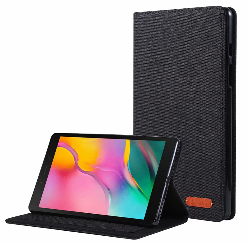 Case Samsung Galaxy Tab A 8.0 (2019) SM-T290 T295 T297 #เคสฝาพับหนัง PU ผิวผ้าพับตั้งได้ Cloth Leather Wallet