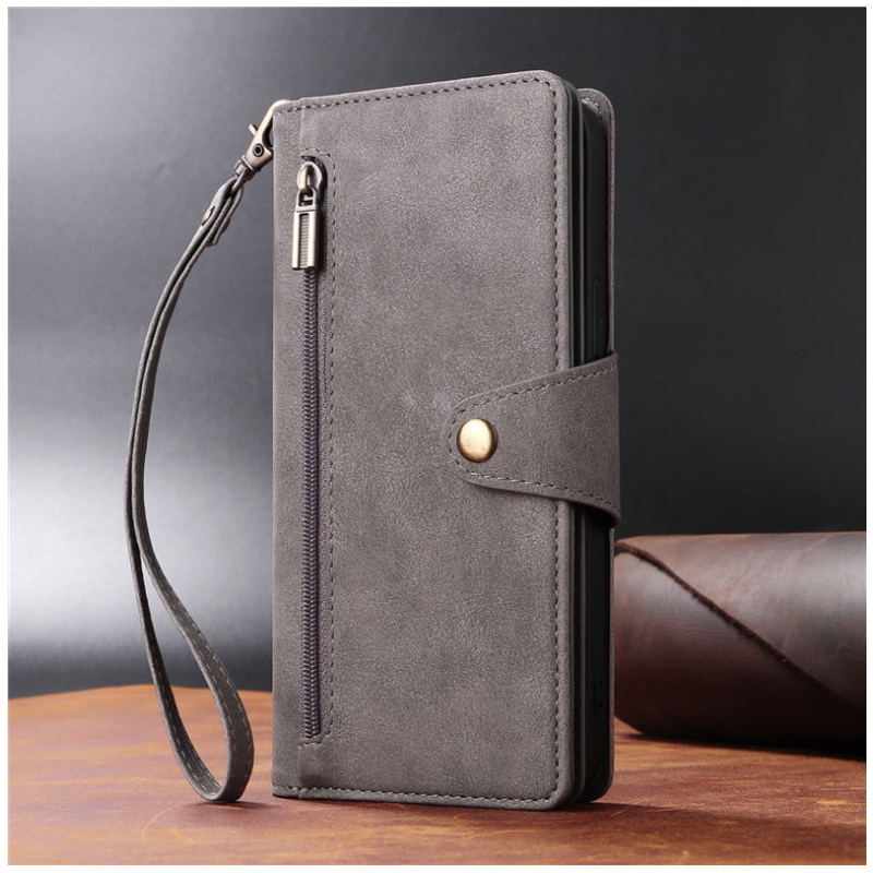 เคส Samsung Galaxy A25 5G #เคสฝาพับหนัง PU มีช่องซิปช่องเก็บบัตรหลายช่อง Zipper Wallet Leather Flip Case