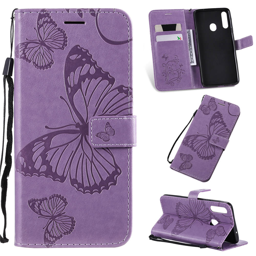 Case Samsung Galaxy A20s #เคสฝาพับหนัง PU Imprint Butterflies Pattern