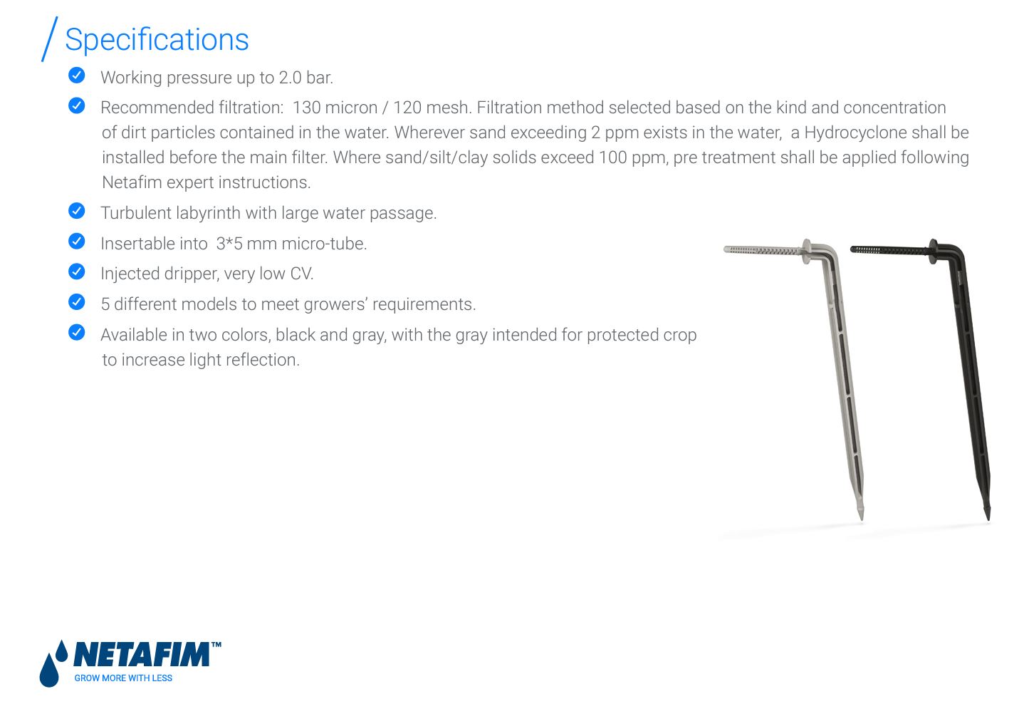 ขาปักน้ำหยด เนต้าฟิมแท้ Netafim ดำ/ เทา
