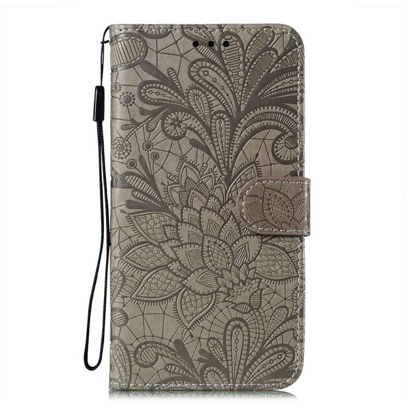 เคส Xiaomi Mi 10T Pro #เคสฝาพับแบบกระเป๋าสตางค์หนัง PU พิมพ์ลายดอกไม้ลูกไม้ Imprint Lace Flower