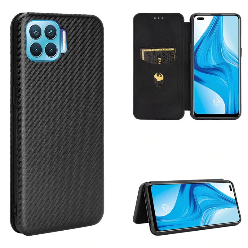 เคส OPPO A93 #เคสฝาพับลายคาร์บอนไฟเบอร์มีช่องใส่การ์ด Carbon Fiber Wallet Card Slot Magnet Stand Phone Cover