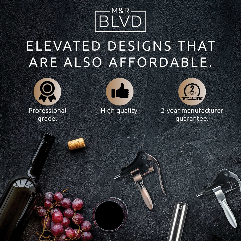 M&R Blvd® Wine Bottle Opener Set Professional Grade, Copper ชุดที่เปิดไวน์ อุปกรณ์เปิดขวดไวน์ สีทองแดง