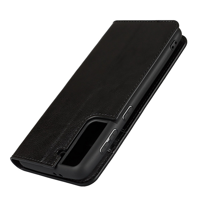 Case Samsung Galaxy S21 FE 5G #เคสฝาพับหนังแท้แบบกระเป๋าสตางค์คุณภาพดี Crazy Horse Genuine Leather Cover