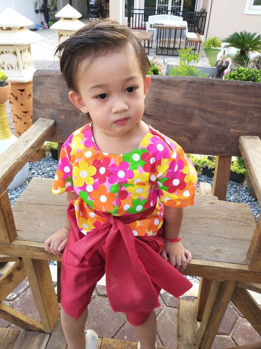 ชุดไทยเด็กชายลายดอก