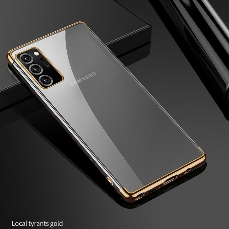 Case Samsung Galaxy Note 20 / Note 20 5G #เคสฝาหลังใสขอบเงา Luxury Soft Silicone Transparent Plating Cover