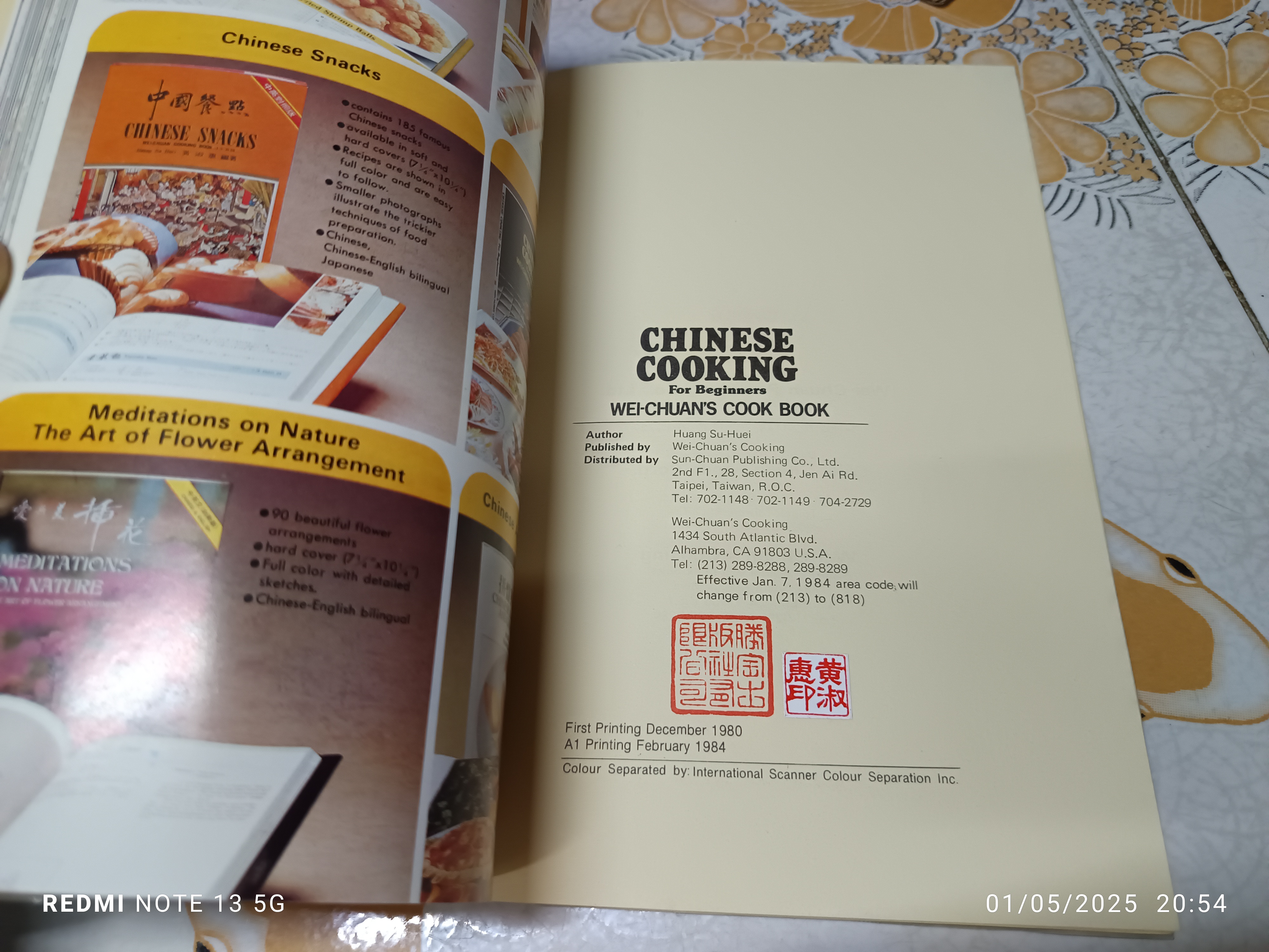 Chinese Cooking For Beginners / Vintage Cookbook, 1984 / Wei-Chuan's Cook Book , Huang Su-Huei