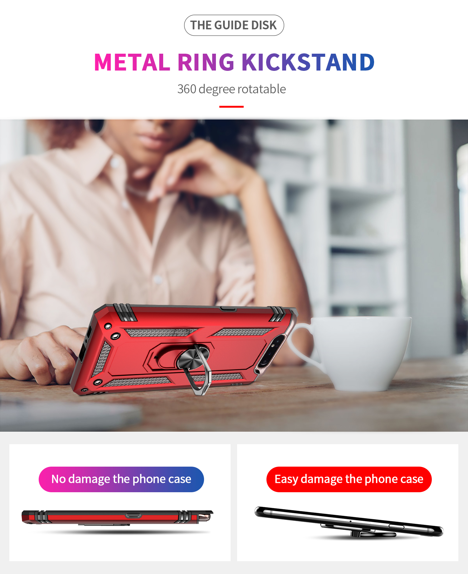 เคส Samsung galaxy A80 #เคสฝาหลัง Hybrid TPU+PC มีแหวนสวมนิ้ว