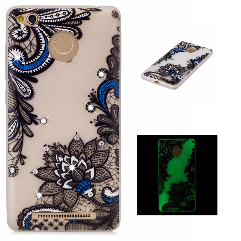 Case Xiaomi Redmi 3s เคส ฝาหลังTPUพิมพ์ลายเรืองแสงในที่มืด ที่ตกแต่งด้วย Rhinestone