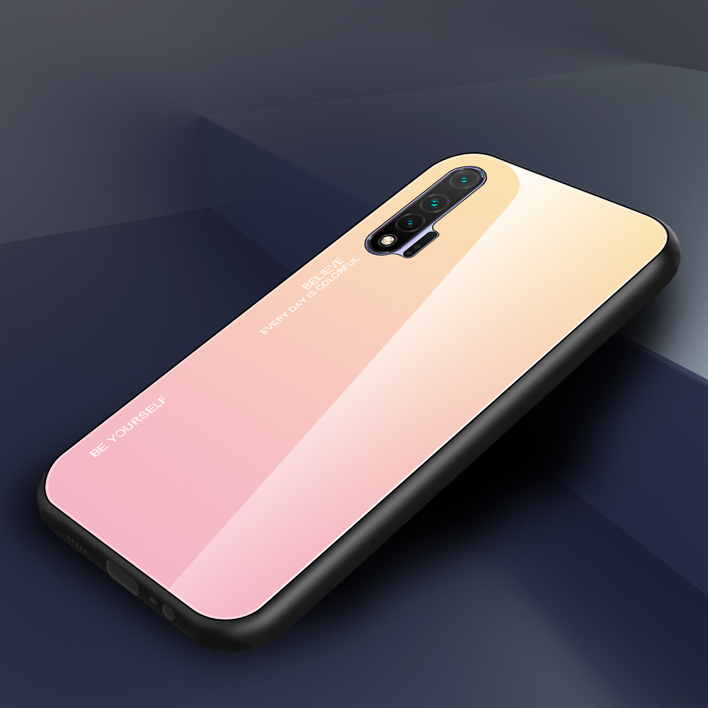 Case Huawei nova 6 #เคสฝาหลัง Gradient Color Glass + PC + TPU Hybrid Case