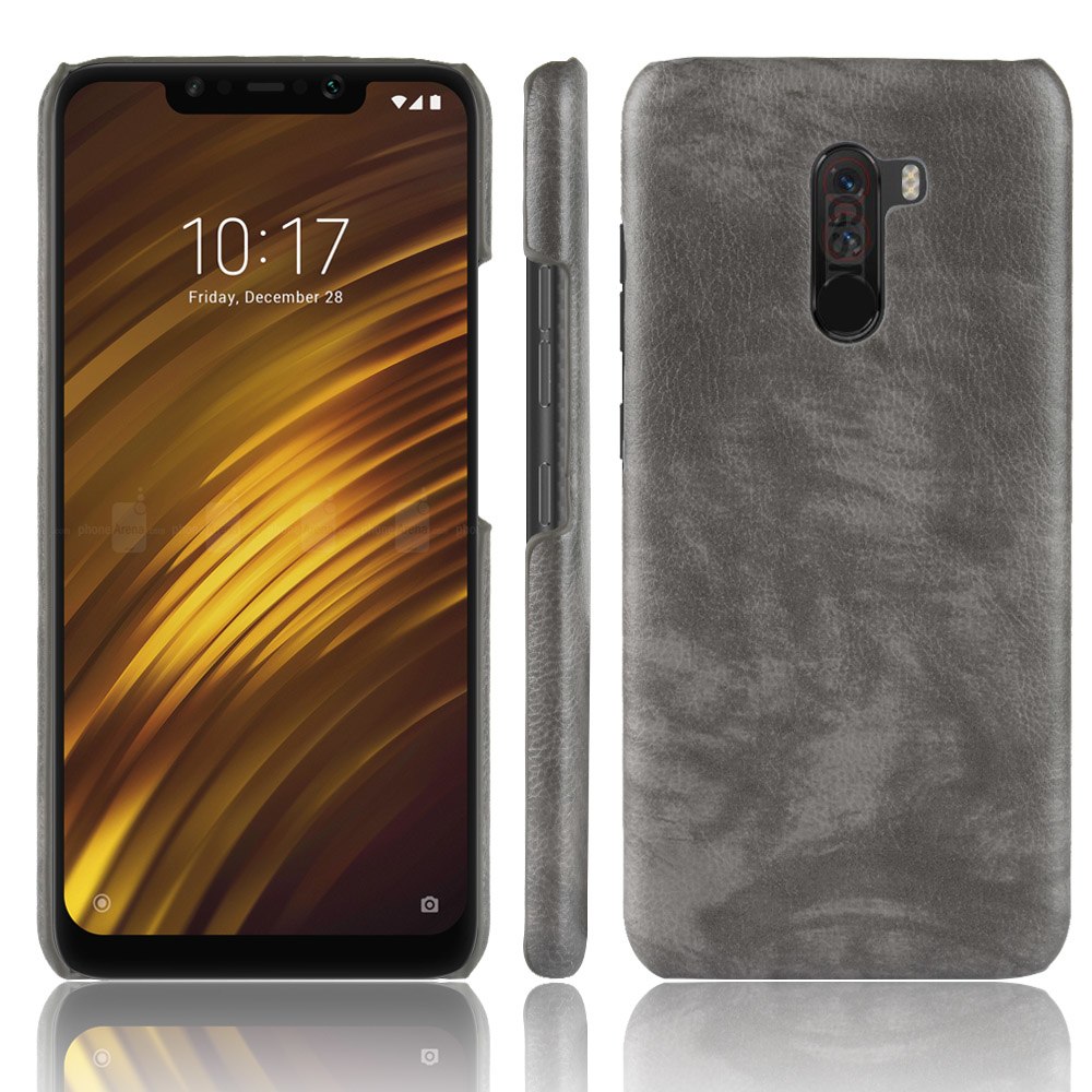 เคส Xiaomi Pocophone F1 #เคสฝาหลังพลาสติกแข็งเคลือบหนัง PU ผิวลิ้นจี่สีสันสดใส