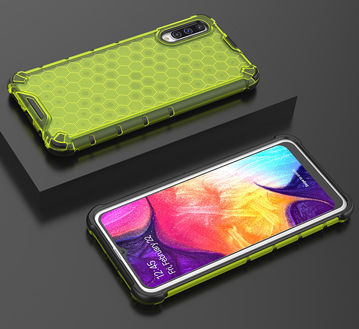 Case Samsung Galaxy A70 #เคสฝาหลังกันกระแทก Honeycomb Shock Absorber TPU + PC + Silicone Hybrid