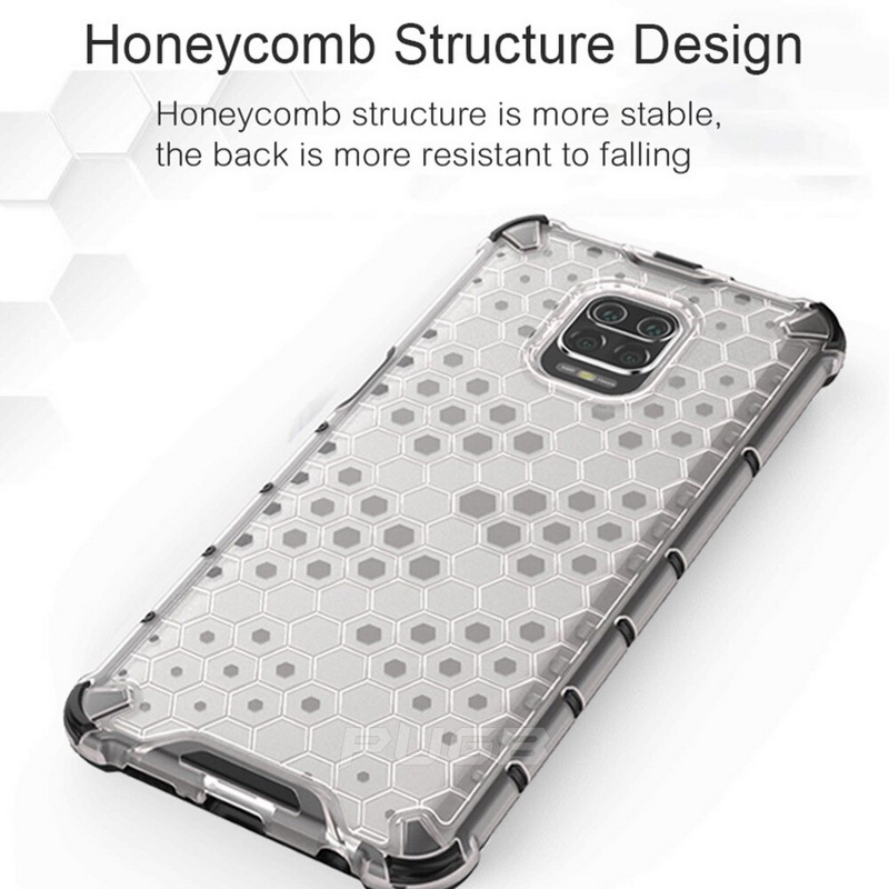 Case Redmi Note 9 Pro/Redmi Note 9S #เคสฝาหลังกันกระแทก Honeycomb Shock Absorber TPU + PC + Silicone Hybrid