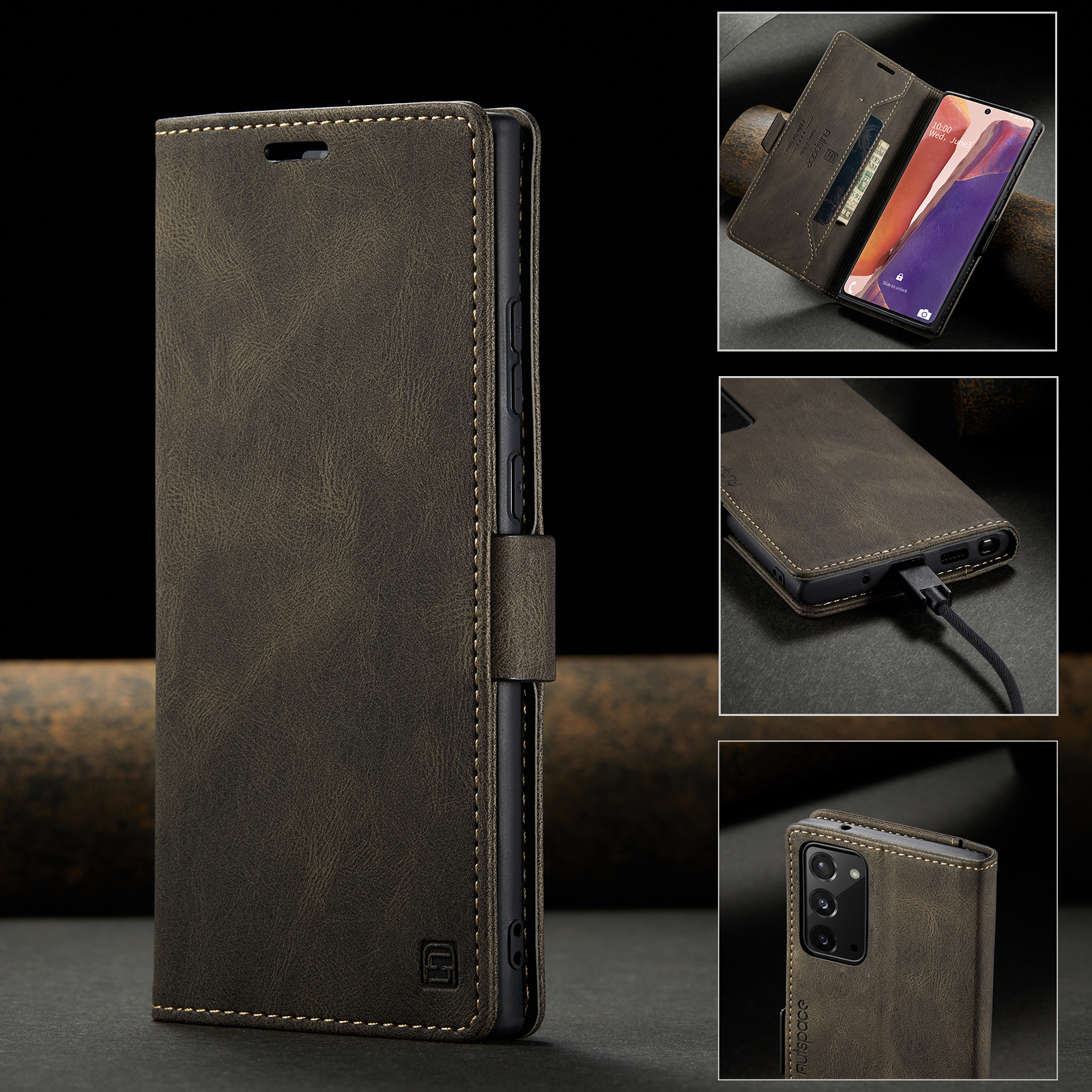 เคส Samsung Galaxy Note 20 / Note 20 5G #เคสฝาพับหนัง PU แบบกระเป๋าสตางค์ AUTSPACE Series RFID Blocking Retro Matte Leather Wallet