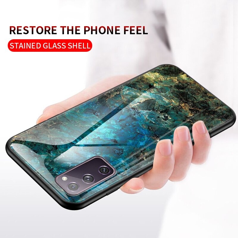 Case Samsung Galaxy M51 #เคสฝาหลัง Gradient Color ลายหินอ่อน Glass + PC + TPU Hybrid Case