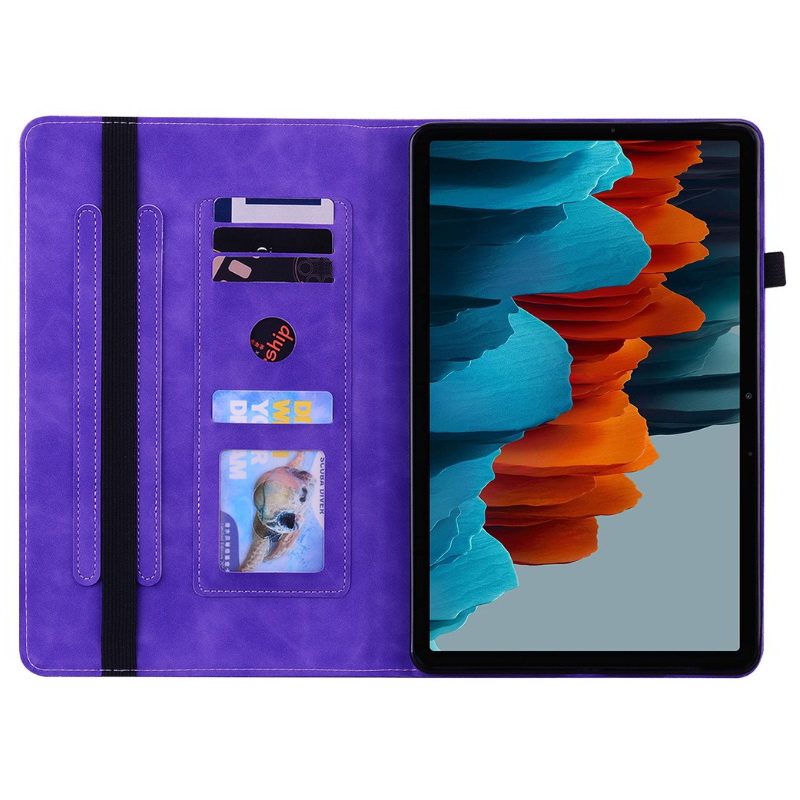 เคส Samsung Galaxy Tab S7 FE 12.4"(T730,T736) #เคสฝาพับหนัง PU ปกด้านหน้ามีช่องซิบ ด้านในช่องใส่บัตร Leather Tablet Stand Cover with Card Holder