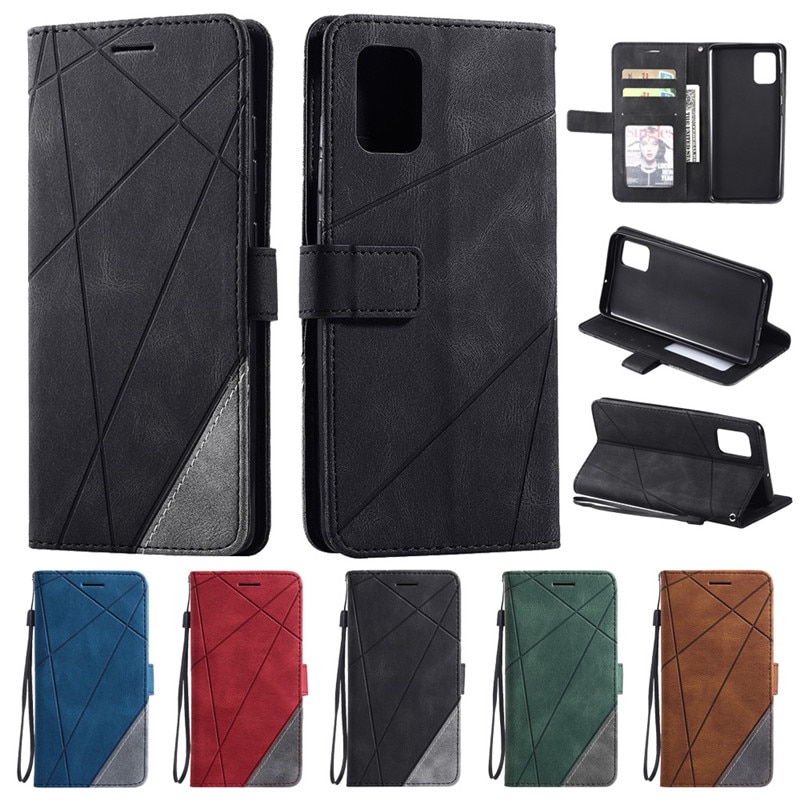 Case Samsung Galaxy A51 #เคสฝาพับหนัง PU มีช่องเสียบบัตรอื่นๆในตัว Geometric Pattern Leather Card Holder Protective