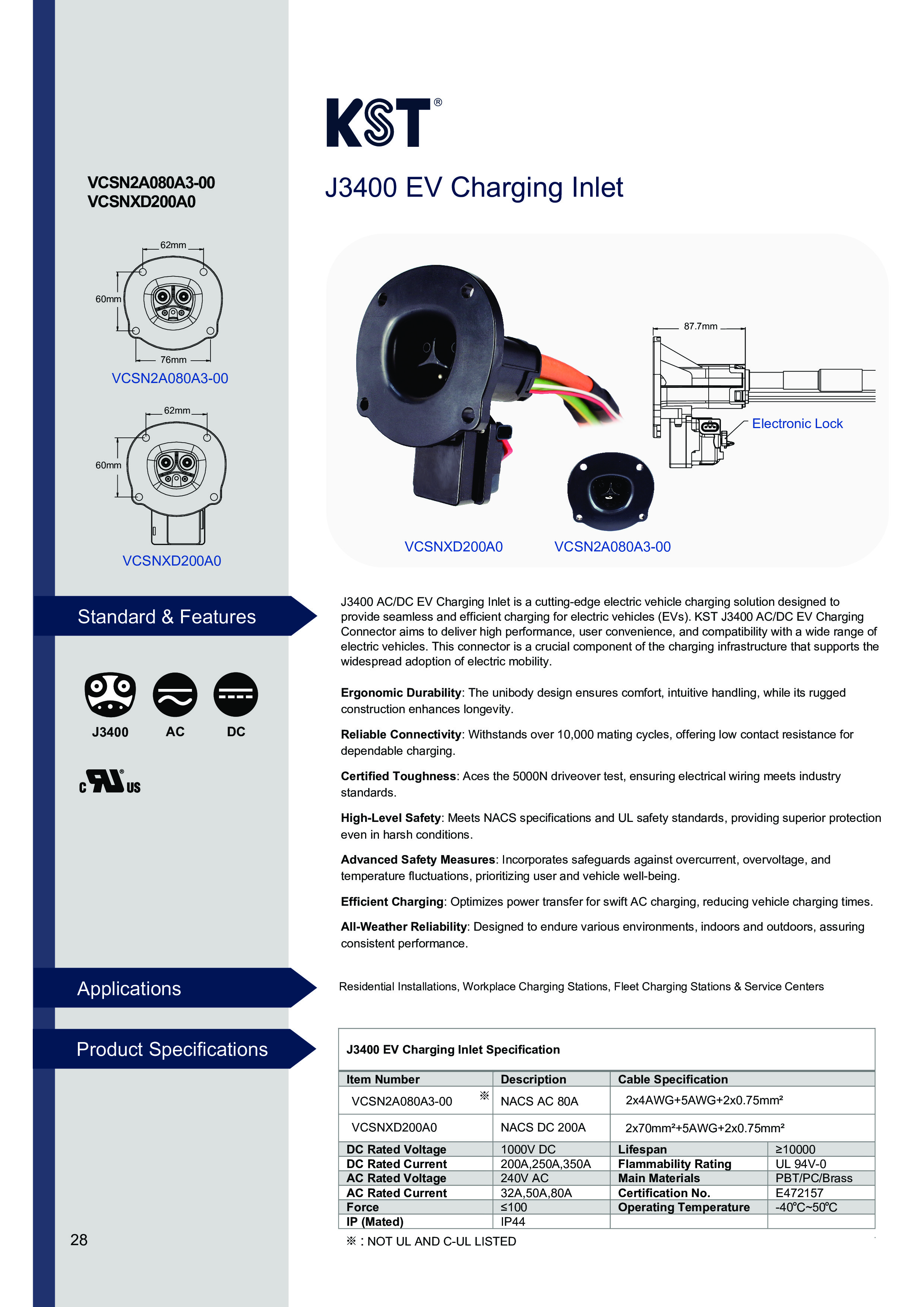 J3400 EV Charging Inlet