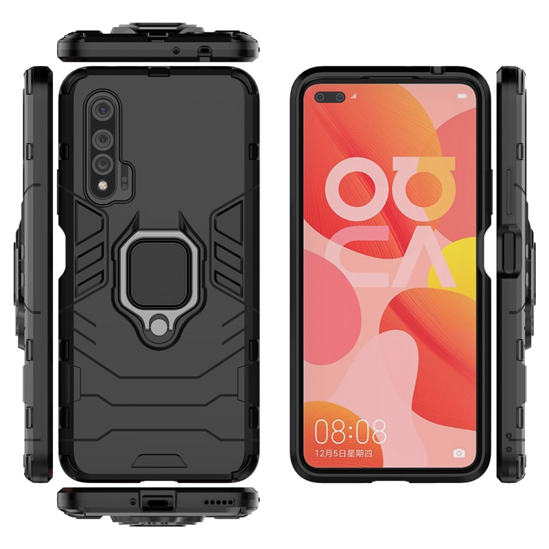 Case Huawei nova 6 #เคสฝาหลังพลาสติกแข็ง +TPU Hybrid Case มีแหวนสวมนิ้วโลหะ