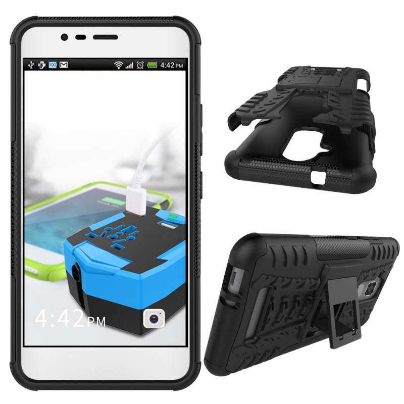 เคส Asus Zenfone 3 Max ZC520TLเคสฝาหลังไฮบริด Tire Pattern Hybrid PC + TPU Kickstand Case