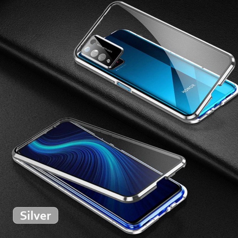เคส Huawei P40 Pro Plus#เคสขอบโลหะประกบแม่เหล็กมีป้องกันเลนส์กล้อง Fully Protection Magnetic Adsorption Glass Metal Phone Protective Built-in Camera Protection