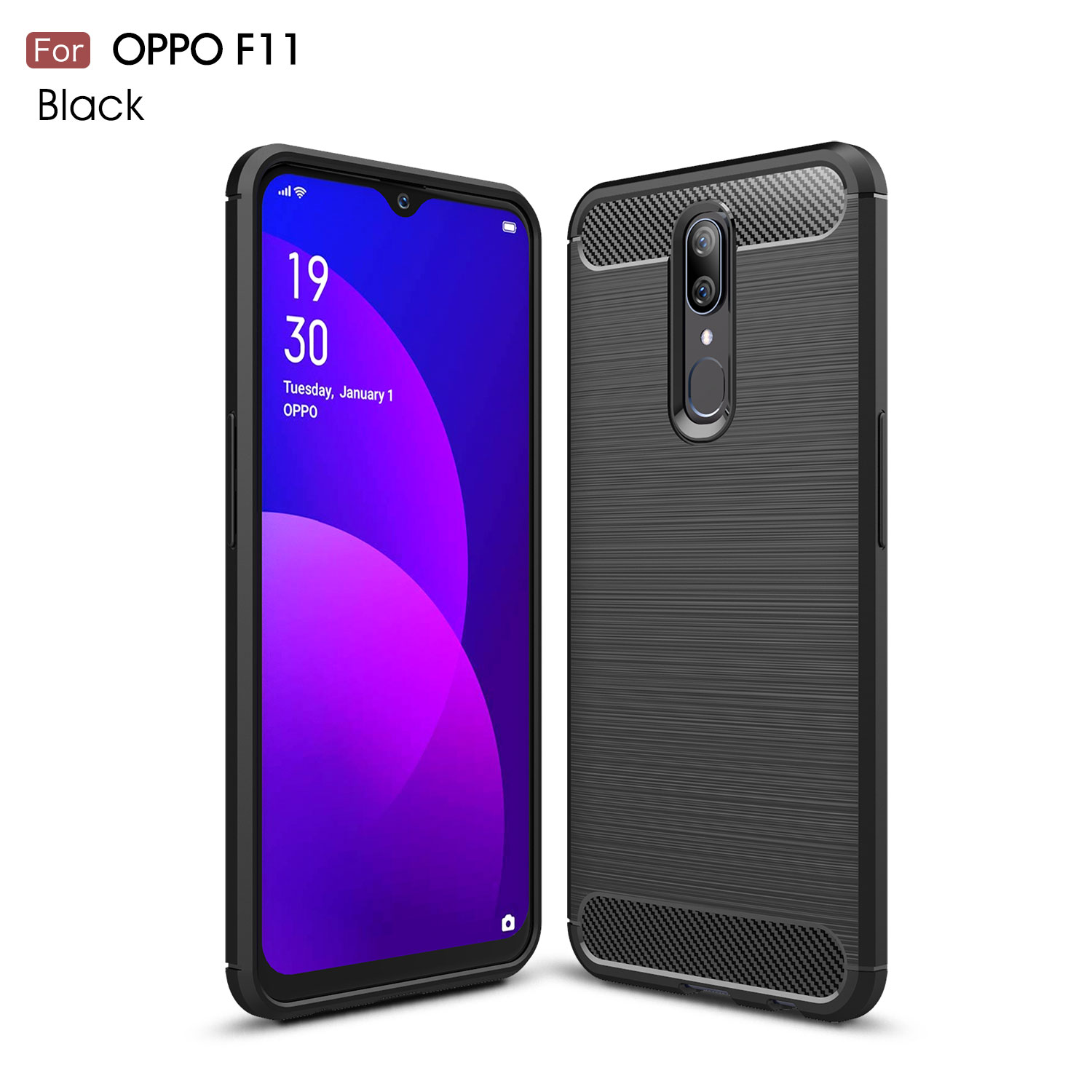 เคส OPPO F11 #เคสฝาหลัง TPU นิ่มคาร์บอนไฟเบอร์แบบผิวขัดแปรง