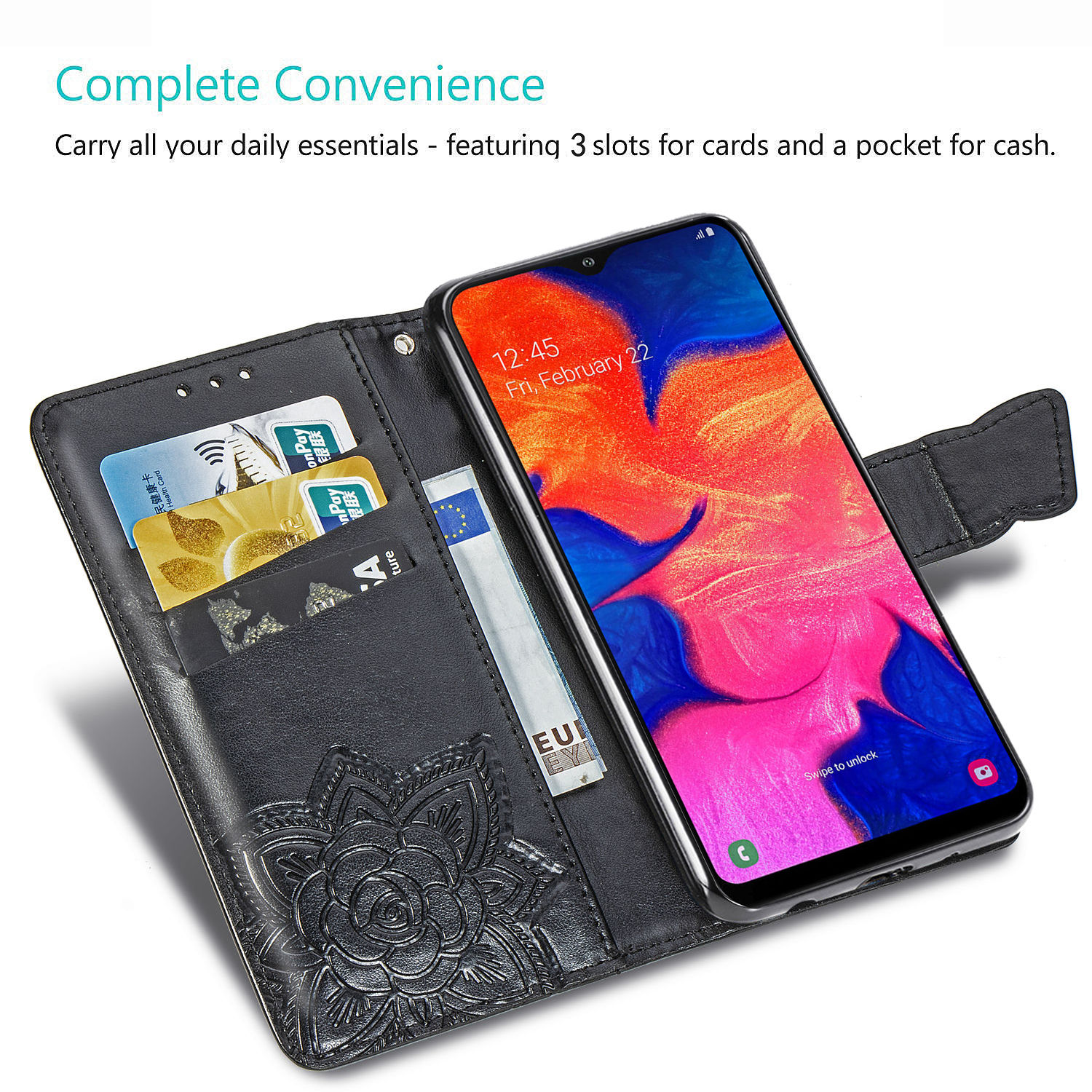 Case Huawei nova 3 #เคสฝาพับ Imprint ลายผีเสื้อดอกไม้