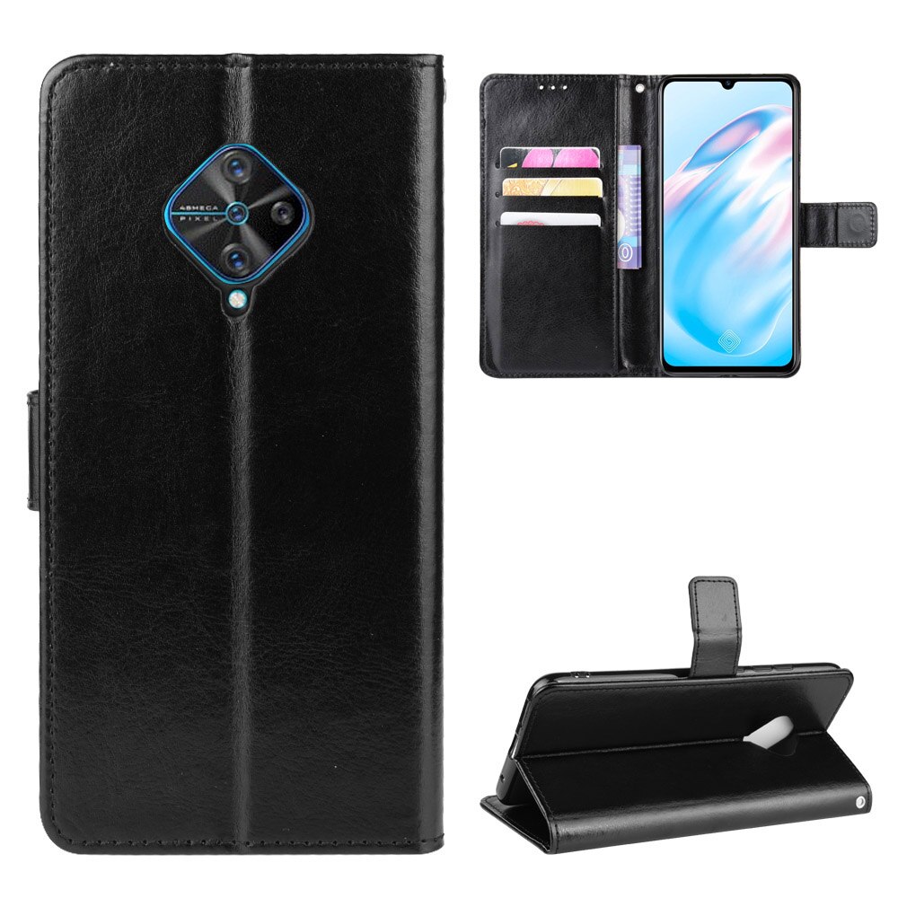 Case Vivo S1 Pro #เคสฝาพับหนัง PU ผิวหนังม้า Crazy Horse Texture Leather Wallet