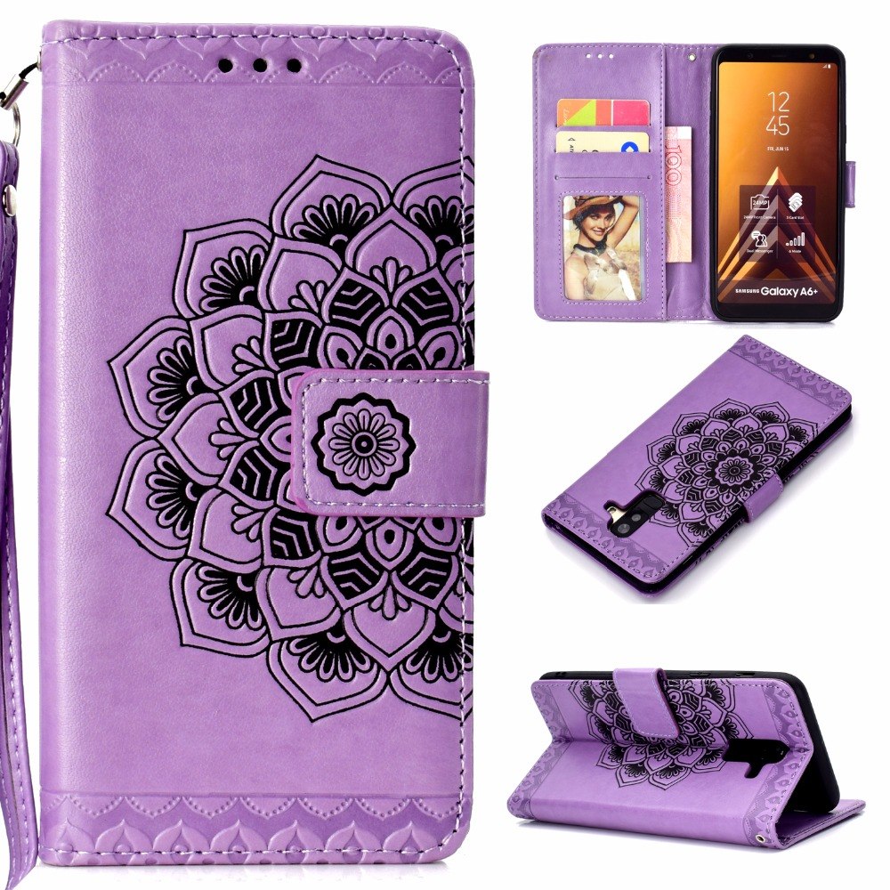 Case Samsung Galaxy A6+ (2018) #เคสฝาพับหนัง PU พิมพ์ลายแมนดาลา