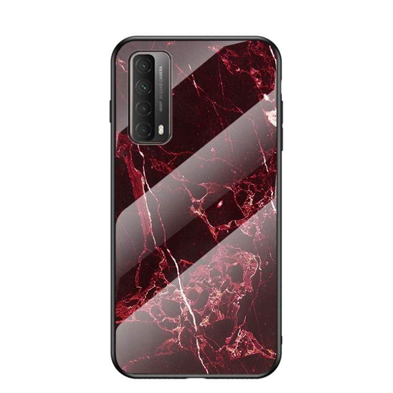 เคส Huawei Y7a #เคสฝาหลัง Gradient Color ลายหินอ่อน Glass + PC + TPU Hybrid Case