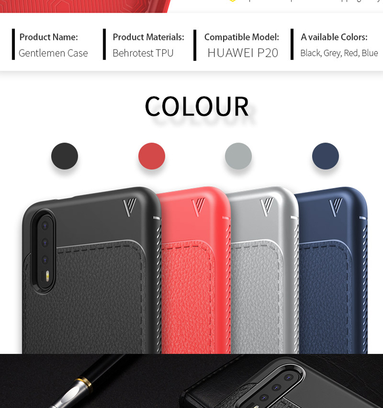 Case Huawei P20 Pro IVSO Gentry Series #เคสฝาหลัง TPU ลายผิวเคลือบหนัง PU คุณภาพดี