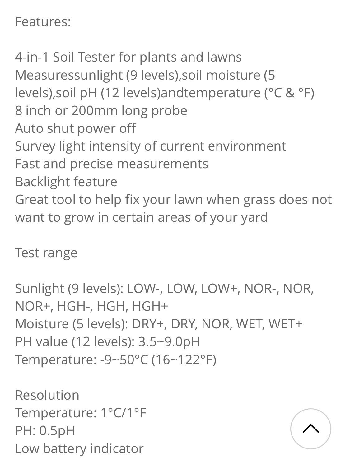 4 in 1 PH เซนเซอร์ แบบ soil tester plants and lawns