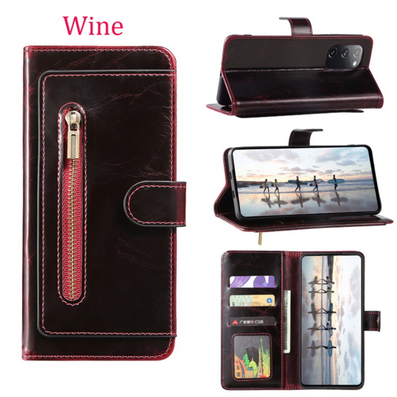 เคส Samsung Galaxy S21 #เคสฝาพับแบบกระเป๋าสตางค์ Magnetic Flip Wallet Bracket Leather Lattice TPU Phone Case