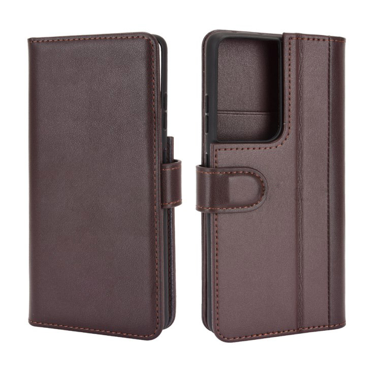 เคส Samsung Galaxy S21 Ultra 5G#เคสฝาพับสไตล์กระเป๋าสตางค์รูปแบบหนังแท้แยกมีช่องเสียบบัตรคุณภาพดี