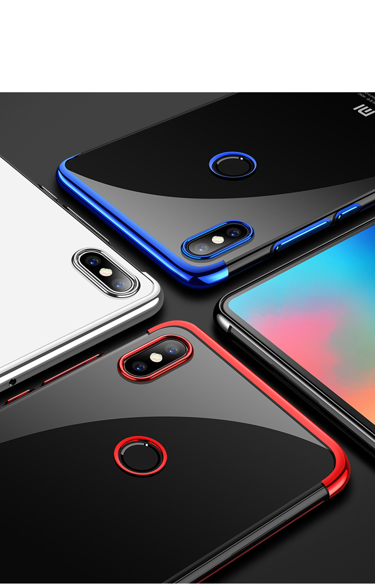 Case Xiaomi Mi 8 (6.21-inch) #เคสฝาหลังใสนิ่มขอบสีชุบเงาเหมือนโลหะคุณภาพดีราคาเบาๆสบายกระเป๋า