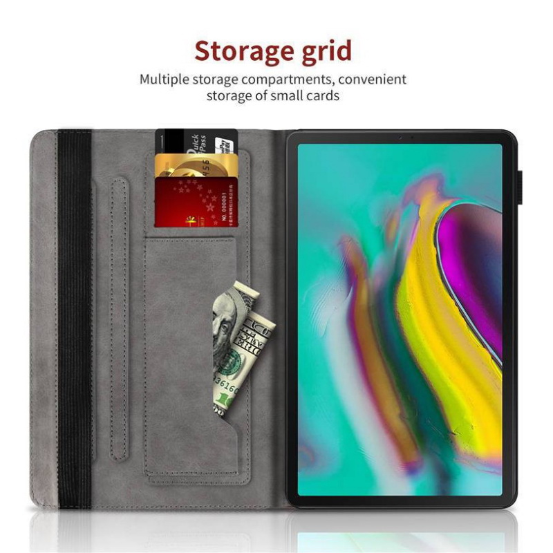 เคส Samsung Galaxy Tab S5e SM-T720 SM-T725 หนัง PU #เคสฝาพับออกแบบสีทูโทนมีสายรัดพร้อมที่เก็บการ์ด PU Leather Tablet Stand Case with Card Storage