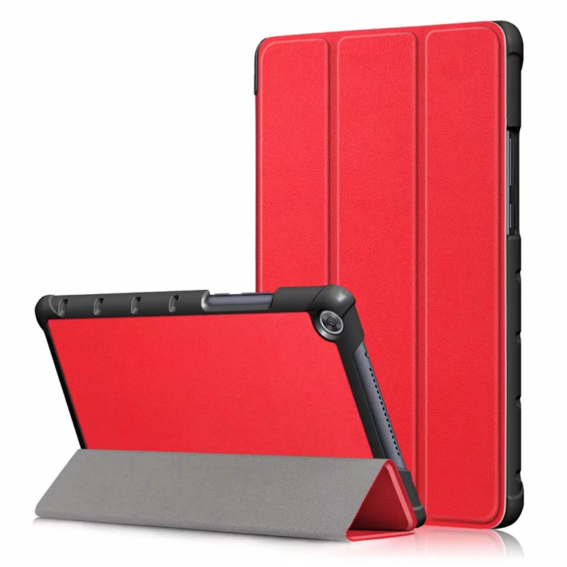 เคส Huawei MediaPad M5 Lite 8 #เคสฝาพับสามพับหนัง PU ผิวลิ้นจี่ Litchi Skin PU Leather Tri-fold Stand Tablet Cover