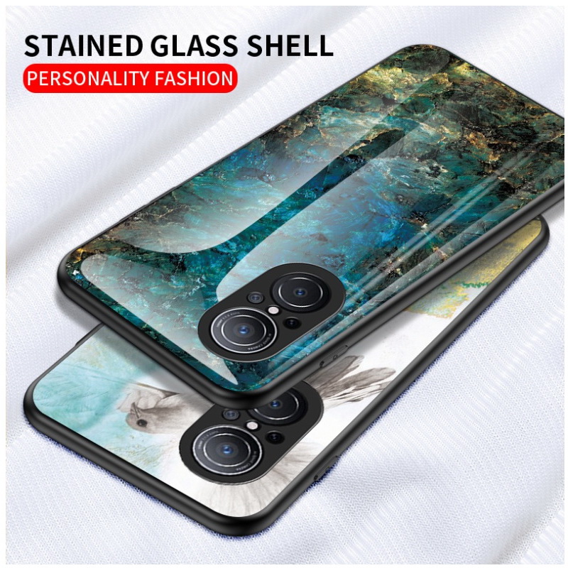 Case Huawei Nova 9 SE #เคสฝาหลัง Gradient Color ลายหินอ่อน Glass + PC + TPU Hybrid Case