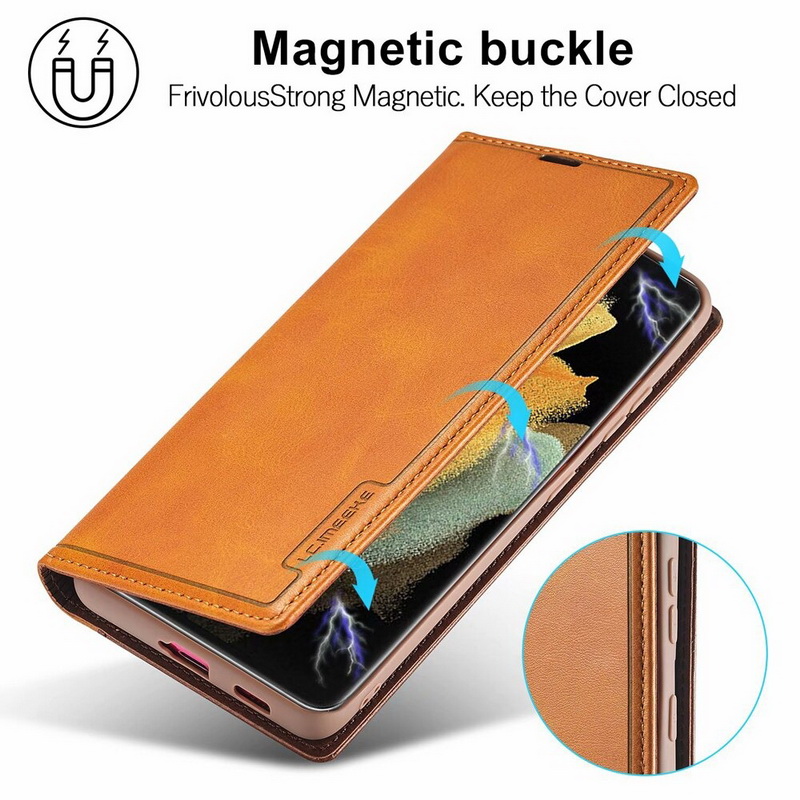 เคส Samsung Galaxy S21 Ultra #เคสฝาพับหนัง PU สไตล์กระเป๋าสตางค์พร้อมช่องใส่การ์ด Fashion Retro Card Slot Wallet Flip Cover PU Leather Phone Case