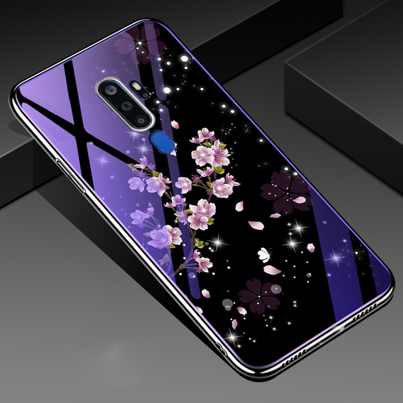 เคส OPPO A9 (2020) / OPPO A5 (2020) #เคสฝาหลังไฮบริดขอบเงา Electroplated TPU Soft Frame + Blue-ray Tempered Glass + PC