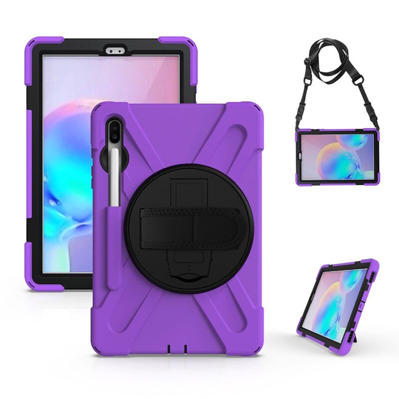 เคส SamsungGalaxy Tab S7 FE 12.4" #เคสฝาหลังกันกระแทก X-Shape 360 Degree Rotary Kickstand PC + Silicone มีสายคล้องมือ มีสายสะพายคล้องไหล่
