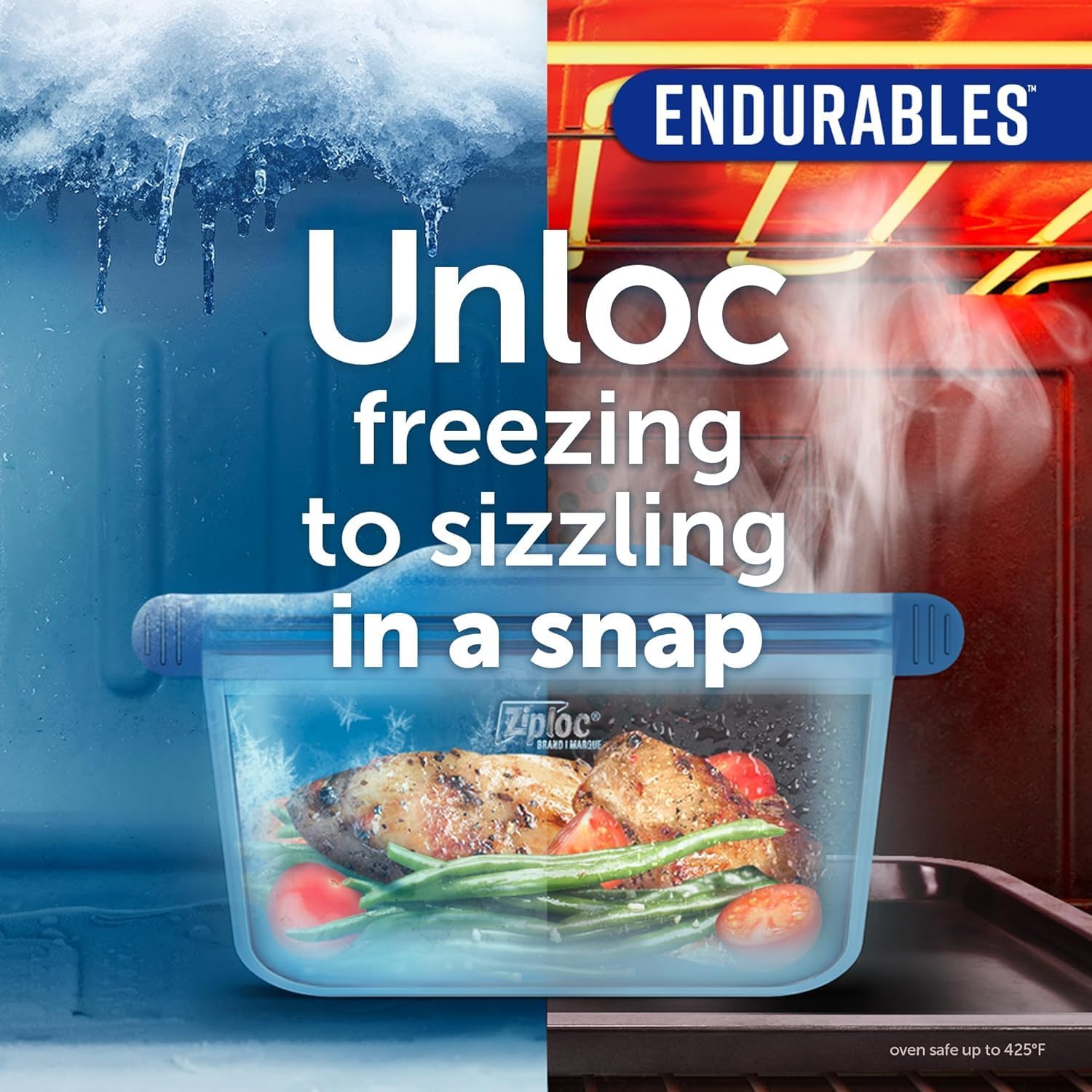 Ziploc® Endurables Medium Container 1 Count ถุงซิปล็อคแบบซิลิโคนถนอมอาหาร เข้าไมโคเวฟได้ ใช้ซ้ำได้ ถุงอเนกประสงค์